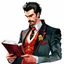 Placeholder: Dnd, fantasy, portrait, watercolour, book illustration, noble, suave, flashy, brimming with energy, fancy suit, very slim