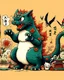 Placeholder: Catzilla cat Japanese Art funny cat gifts for women kid PNG,