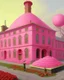 Placeholder: A pink factory made out of candy and chocolate painted by Birge Harrison