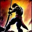 Placeholder: Guts wilding hugue sword by Frank Frazetta style