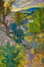 Placeholder: A light purple jungle near an Italian village painted by Vincent van Gogh
