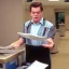 Placeholder: Shooter McGavin from Happy Gilmore diligently paying his taxes