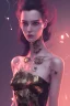 Placeholder: young, beautiful brunette with a perfect angry face, wearing black off shoulder dress, in a dance club, hands on her hips, sharp focus, emitting diodes, smoke, artillery, sparks, racks, system unit, motherboard, by pascal blanche rutkowski repin artstation hyperrealism painting concept art of detailed character design matte painting, 4 k resolution blade runner