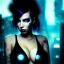 Placeholder: portrait oil on canvas, beautiful punk busty female Cyborg, intense stare, sad glowing eyes, post-apocalyptic in a cyberpunk city,minimal skintight latex dress, bladerunner movie poster, realistic, intriacte detail, sci-fi fantasy style, masterpiece, volumetric lighting, particles, highly detailed ,cinamatic , deep colours,8k, in the style of Kaare Andrews, signed YAK