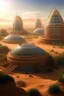 Placeholder: A sci-fi city inside a massive greenhouse surrounded by a sand desert.