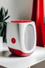 Placeholder: A white air purifier with a small red circle in the center