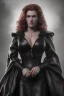 Placeholder: Kate Winslet as evil queen in black leather gown, cleavage, angry, stern look unreal 5, octane render,cinema4d, dynamic lighting, dramatic lighting, 4k, redshift render, highly detailed, hyper realistic