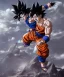 Placeholder: Goku, avatar style, fighting pose, muscular body, shirtless, volumetric details, hyper realism, unreal engine 5