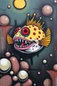 Placeholder: Venomous little pufferfish; street art; lowbrow