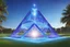 Placeholder: magic brightness piramidal structure coloured of light and bluebeam in a magic blue and cosmic lawn in a with lightness sky