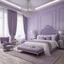 Placeholder: hotel bedroom master, modern classic style, lavender colors, 3d