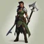 Placeholder: Vex'na is about six feet tall, with shoulders broad enough to suggest she could wield that axe with ease. Her skin bears the mottled green-brown pattern typical of her heritage, but the way she carries herself marks her as someone who has survived to more dangers than most half-orcs manage at ther age in this unforgiving world. There are scars across her arms and neck, white against the darker skin, each one telling a story of battles survived. Her eyes, when you catch them, hold a shrewd intell