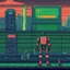 Placeholder: A pixel art cyberpunk version of the best football predictor master pundit soccer master robot