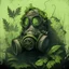 Placeholder: Overgrown, gasmask,comic style