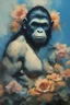 Placeholder: mugshot, Planet of the Apes, blue, large, floral designs, atmospheric, beautiful, China Doll, oil painting by Frank Frazetta