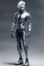 Placeholder: silver skinned anime man cyberpunk full body