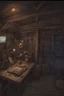 Placeholder: Dnd background, inside of a shack night time