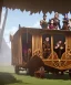 Placeholder: Fantasy Adventurers inside a traveling caravan, horse carriage