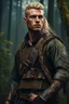 Placeholder: photorealistic hyperdetailed portait of 20-year-old german male, as mercenary with long blonde undercut hair, tribal tattoos and neatly trimmed beard wearing modern mercenary uniform dark fantasy forest backdrop