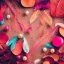 Placeholder: delicate arrangement of lace pearls and feathers, chiaroscuro, vivid colors, festive colors, dramatic lighting, beautiful composition, aesthetic layout