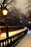 Placeholder: Central Park a Natale la sera con la neve. Ladro ruba un violìni