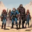 Placeholder: [illustration by John Wagner and artist Carlos Ezquerra] Into the Radlands concept art Mutants