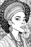 Placeholder: Black and white coloring page Beautiful pretty black woman empowering inspirational realistic lifestyle by Jen Bartel, clean coloring book page, coloring book illustration, no shading, only draw outlines, crisp, thick outlines, full page, use up the entire screen, COLORING PAGE FOR ADULTS, WHITE BACKGROUND, CLEAN LINE ART, FINE LINE ART, black and white coloring page 2d vector illustration