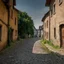 Placeholder: Village, a street in the fictious country Molvania, old, creepy