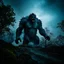 Placeholder: The atmosphere is eerie, suffocating, and raw, with the feeling that the camera operator is witnessing something forbidden and legendary — a colossal being that has been hiding for ages, suddenly revealed. The image must feel authentic and unpolished — like amateur footage captured in real time. Prioritize pixelation, color noise, digital compression artifacts, motion blur, and the unsettling atmosphere of being near a gigantic shadow-creature. Do not stylize or modernize.