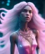 Placeholder: A portrait of a crystalised nude goddess, atmospheric, realistic, unreal engine, cinematic lighting, octane render, transorent, pink turquoise light