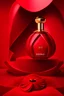 Placeholder: Dior perfume advertisement, red background, 3D photography