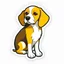 Placeholder: Beagle pet shop seller, cheerful, friendly, bright sticker, simple Pixar style, minimalism,no background