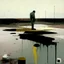 Placeholder: Minimal contemporary abstract oil paintings of desolate 1960s carpark with road markings and concrete fragments. Overlay with grungy typography graphics. style of Justin Mortimer and Francis Bacon.