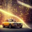 Placeholder: fiat 125p, city. high speed. bokeh. lens flare. warm lights. high detailed