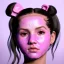 Placeholder: perfect symmetry,Rosalía artist, porcelain material skin mask on face, pink eyeliner, pigtails hair, gold, pink, geisha, led lights, fog, rain, latex, vibrant color, highly detailed, art stations, concept art, smooth, unreal engine 5, god rays, ray tracing, RTX, lumen lighting, ultra detail, volumetric lighting, 3d, finely drawn, high definition, high resolution.