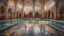 Placeholder: Superb pictorial multicoloured mosaic floor, walls with pictures of bathers and swimmers, swimming pool, water feature, cathedral style high ceiling, relaxation, luxury, dream world, calm beauty, symmetry, fantasy world, magic, beautiful composition, exquisite detail, 135mm lens, adjust perspective, chiaroscuro, dynamic lighting