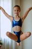 Placeholder: beautiful teen doing gymnastics in her room. bikini