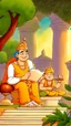 Placeholder: King stroll in the garden. There he saw Tenali Raman writing down something on a paper. The King went up to him and asked what he was writing.