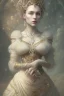 Placeholder: beautiful and gorgerous duchess with incredible jewellery in 19th century clothing by Greg Rutkowski and Artgerm and Emile Vernon and Vladimir Volegov, in a brown dress, mystical castle background, art illustration, natural beauty, muted colors, pastels, perfect fingers, higly detailed, expressive, high detail, symmetrical, digital painting, symmetrical eyes, dynamic lighting, artstation, cinematic lighting, intricate artwork, emitting diodes, smoke, artillery, sparks, racks, system unit, mother