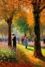 Placeholder: Trees, forest, vgetations, people, flowers, realistic vision, and claude monet impressionism paintings