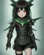 Placeholder: Detailed anime child girl, dark green hair, black and green dragon scale armour, intricate details, full body portrait, keep head in frame, slight smile, black Japanese motif, concept art, highly detailed, digital painting, concept art, sharp focus, illustration, art by Yoji Shinkawa, WLOP and greg rutkowski and alphonse mucha and artgerm and yanjun Chen and Junji ito and Makoto Shinkai, HDR, octane render