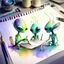 Placeholder: create some aliens doing daily task work, watercolour painting