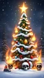 Placeholder: Christmas tree snow , Merry-x-mas decoration, tree, cartoon, Undertaker, fire and smog, Skull