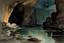 Placeholder: Night, rocks, cliffs, puddle, mountains, sci-fi, fantasy, very epic, winslow homer watercolor paintings