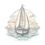 Placeholder: A sailboat on the water, nautical, serene, soft pastel lighting, T-shirt design graphic, vector, contour, white background