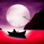 Placeholder: Charon in his boat on the river Styx, red black purple colours, 8k, high definition, fantasy art, winding river, sharp jagged rocks, high contrast colours, sharp colours