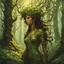 Placeholder: Peter Mohrbacher, forest dryad enchantress , with highly detailed, sharply lined facial features, in the deep forest of Brokilon in rustic woodland colors, 4k