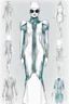 Placeholder: fashion illustration, draw sketches, overall from silver threads, microchip fashion, dress of the future, sci-fi dress