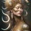 Placeholder: ssango fantasy, fantasy magic, intricate, sharp focus, illustration, highly detailed, digital painting, concept art, matte, artgerm and paul lewin and kehinde wiley, masterpiece silver elephant head bronze Asian African girl nice breast Afo hair turquoise golden waves