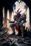Placeholder: metal maden male chaos warrior of khorne in armor is holding a great sword in a ruined post-apocalyptic city, sci-fi, fantasy, horror, skulls on the ground, blood, Tornado, Roman, Empty chairs,Tangled roots,Key, Warped,Mangled,Ethereal, (Isolation:1.1), (Glaze:1.1), (Reflected light:1.2), Glass, Polygon, ultra detailed, intricate, oil on canvas, dry brush, (surrealism:1.1), (disturbing:1.1), trending on artstation, sharp focus, studio photo, intricate details, highly detailed, by greg rutkowski,